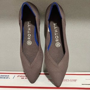 Rothy's Brown Flats with Blue Trim